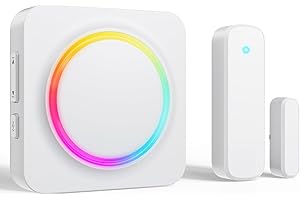 BITIWEND Timbre de Alarma para Puerta y Ventana, con luz RGB, 0-110 dB, Alcance de 180 m, protección antirrobo, Sensor de Puerta, inalámbrico, Timbre de Puerta, Timbre inalámbrico para casa, Oficina