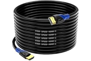 Rommisie Câble HDMI 4K/60HZ 20m (HDMI 2.0, 18 Gbit/s) Connecteurs Plaqués or Ultra Haut Débit, Retour Audio Ethernet, Compatible avec Blu - Ray, Playstation, Ordinateur Portable, PS34/5, PC, HDTV