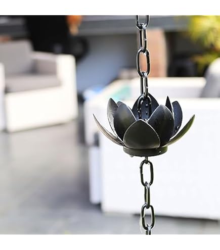 Chaîne Attrape-Pluie Lotus Wdesrgt - Décoration Gouttière, Style Japonais, Métal