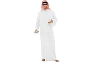 Funidelia Disfraz de Árabe para Hombre con túnica y pañuelo, Traje de jeque para adulto, Disfraces de Carnaval, Halloween y Despedidas – Talla XL