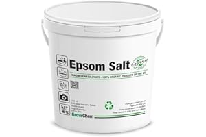 GROW CHEM Organic Epsom Salt, 5Kg Bucket, Epsom Salts for Bath, Feet, Garden Use and Relieving Sore Muscles, Magnesium Sulphate Mined from Natural Deposits in Germany