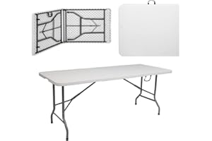 IZTOSS Table Pliante Exterieur Rectangulaire 180x70x74CM,Table Pique-Nique Pliable avec Poignée de Transport pour Camping, Réception, Banquet, Fête (Blanc-Table)