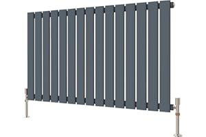 Radbliss Horizontal Flat Panel Radiator 600x1020mm Anthracite Matt Grey Single Design RAD Central Heating