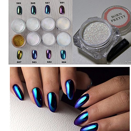 Born Pretty 10g/box Shinning Chameleon Mirror Nail Glitter Powder Gorgeous Nail Art Chrome Pigment Glitters 8 Colors