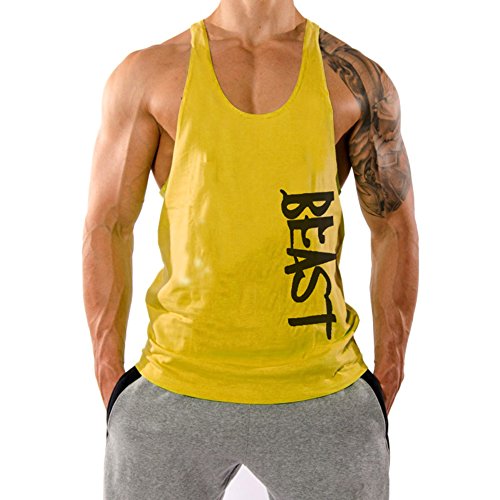 ClzGym Men's Gym Cotton Beast Muscle Stringer Vest