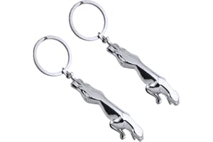 Nesloonp Personality Animal Keyrings 2PCS Jaguar Key Chain for Men,Silver Color Leopard Keychain for woman,Creative Metal Keychains,Keyfob Bag Charm, Handbag Car Phone Decoration