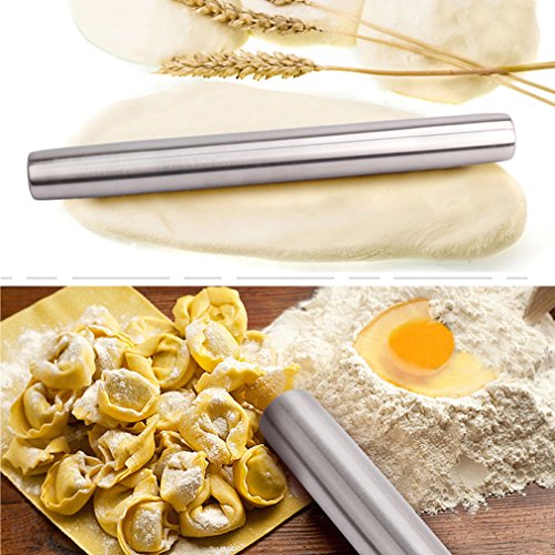 Philonext Edelstahl Teig-Roller-Nudelholz – Nudelholz für Backen-Metall Nudelholz für Bäcker – das beste für Fondant, Pie Crust, Cookie & Teig für Bäcker-1,5 Zoll Durchmesser (40CM / 15.7 Inch) - 3
