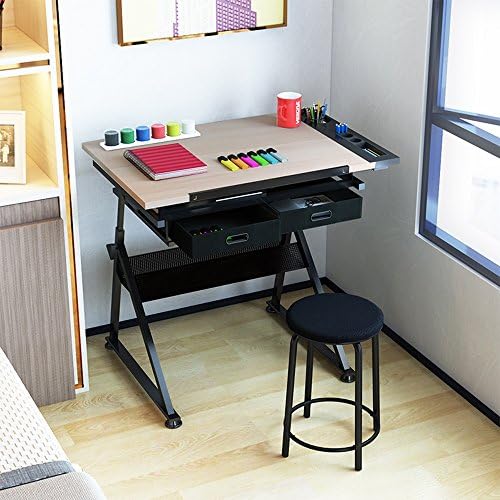 GYH zhuozi LJHA Folding table Children lift painting table Multifunctional easel table Table and Chair Set black 96*68cm table