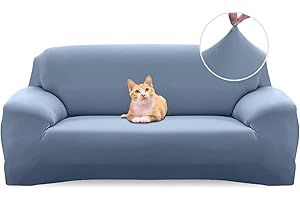 ‎JAOTTO Jaotto Sofabezug 2 Sitzer Elastischer Stretch Spandex Sofa Überwürfe Sofahusse Antirutsch Waschbar Sofaschoner Couchbezug für Sofa mit Armlehne,Graublau