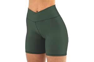 Friptspyg Mujer Pantalones Cortos de Gimnasia para V Cross Cintura Alta Ciclismo Yoga Booty Scrunch Butt Lift Fitness Entrenamiento Deporte Correr Pantalones Cortos