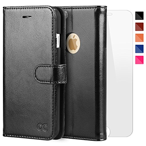OCASE iPhone 6 Case iPhone 6S Case [Screen Protector Included] Wallet Leather Case For Apple iPhone 6/6S Devices - Black