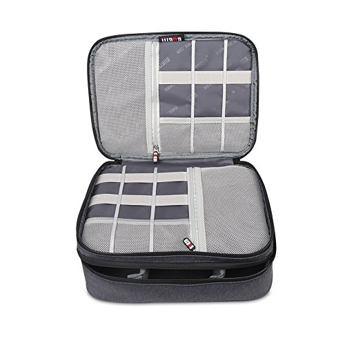 BUBM Mehrfachfunktion Kabelorganiser Tasche Reisetasche mit Doppelschichten für Elektronische Zubehöre wie Netzteil, Maus und USB Stricks(Groß, Schwarz) - 3