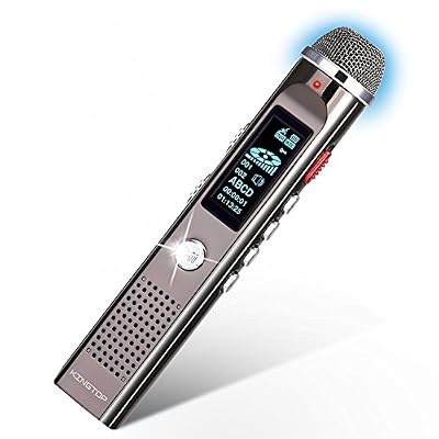 KINGTOP Dictaphone Numérique Portable KINGTOP 8Go Enregistreur Vocal Rechargeable Grand Microphone Radio FM Lecteur Mp3 avec un Support, Argenté, Garantie de 2 Ans
