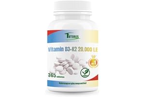 ‎FUTURES NUTRITION FUTURES NUTRITION 20000 IU Vitamin D3 K2 High Dose Vegan Best Organic Availability with 99.7+% All-Trans Content Only 1 Tablet Every 20 Days Laboratory Tested Purity 365 Tablets