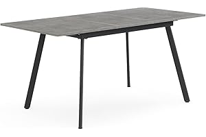 ‎B&D HOME B&D home Esstisch SVANTJE | ausziehbar 120-160x80 cm 4-6 Personen Küchentisch Holztisch mit Metallgestell für Esszimmer, Küche | skandinavisch modern Design | Beton Optik, 11201-BETO