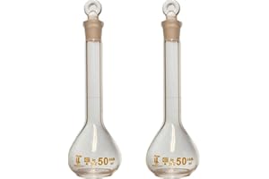 50ml Volumetric Flask, 3.3 Boro Glass, Class A, Ground Stopper, Karter Scientific (Pack of 2)