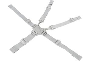 Harnais Chaise Haute, 5 Points pour Harnais de Sécurité Bebe Réglable Sangle Chaise Haute Bebe Universelle Pour Haise Haute/Poussette Attache Poussette pour Enfant (Gris)