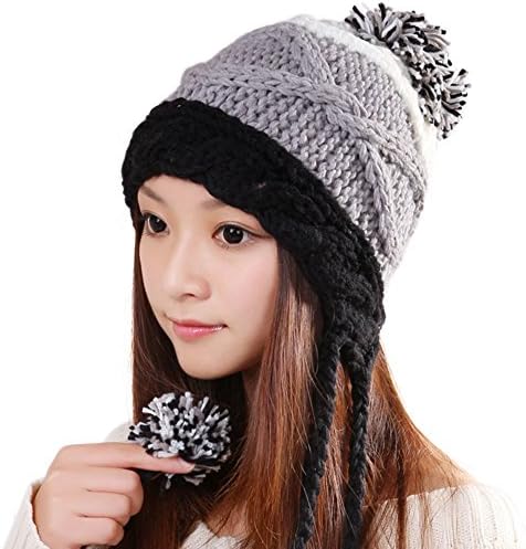 JIANCHIJY Korean Ladies Warm Hat Fashion Ball Hats Knitted Hat Woolen Yarm Hat-A One Size