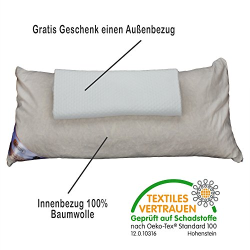 Hilfe bei Schlafstörungen, Wetterfühligkeit und Kopfschmerzen. Zirbenkissen 80 x 40 cm, deutsche Handarbeit, Kopfkissen + GRATIS Außenbezug - 3