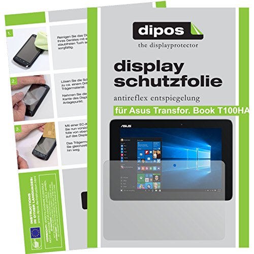 dipos Asus Transformer Book T100HA Schutzfolie (2 Stück) - Antireflex Premium Folie matt