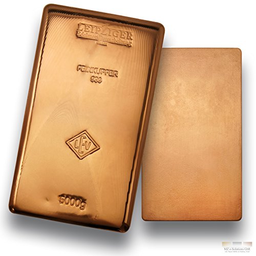 Preisvergleich Produktbild Kupferbarren 5000g - 5kg Feinkupfer gegossen von LEV - 999 Kupfer