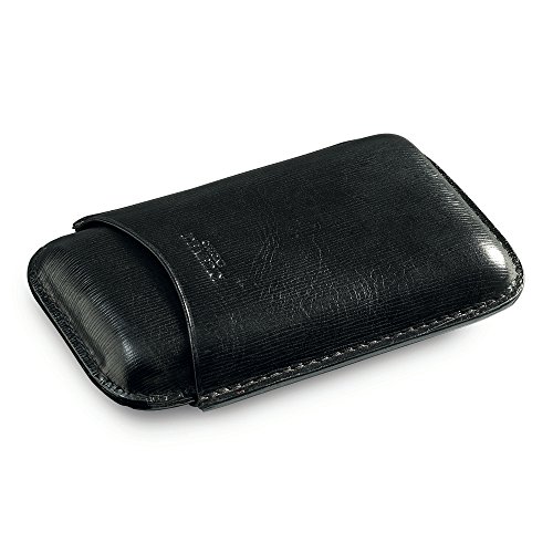 Officine de Medici DE00102 Estuche para 3 Cigarrillos, de Cuero Italiano, Color Negro, 18 cm
