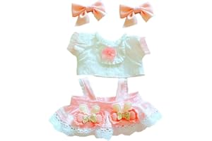 niannyyhouse Vestiti per bambola di peluche, 20 cm, rosa, cappellino, camicia, gonna, 20,3 cm, morbido peluche farcito