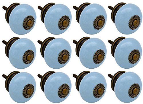 Nicola Spring Ceramic Cupboard Drawer Handle Knobs - Blue - Pack Of 12