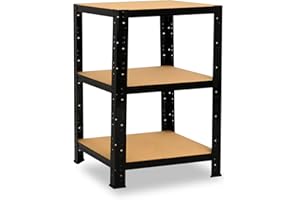 shelfplaza® 90x50x50cm Black Estantería Negra/Estanterias almacenaje Capacidad Carga 175kg / Estanteria Negra 3 baldas estanterías metálicas almacenaje Fuertes/Estanteria Metalica Negra