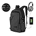 Price comparison product image Laptop Backpack, Kobwa Anti-theft Business Slim Computer Bag With USB Charging Port and Headphone Port For Women and Men, Fits Up to 15.6 Inch Laptop Notebook and Tablet IPad (Black)