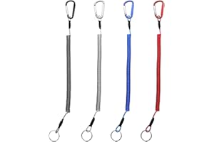 LONSVTTU 4 Piezas de Llavero Espiral elástico de cordón de Pesca Colorido,mosquetón de Resorte cordón de Seguridad Utilizado para Operaciones de Pesca con Abrazadera de Llave
