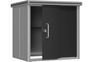 GFP Gerätehaus Metall Gartenhaus 187x152x212 cm Geräteschuppen mit Flachdach inkl. Schiebetür in anthrazit Schuppen wasserdicht
