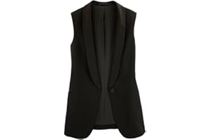 LaoZanA Femme Gilet Élégante sans Manches Mousseline De Soie Vestes De Tailleur Blazer Longue Casual Blouson