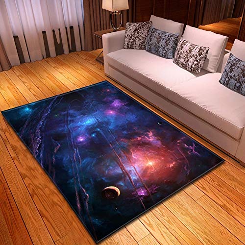 Preisvergleich Produktbild Modern Bereich Teppich Abstrakte Bunte Weltraumgalaxie Universum-Nebel Nacht Sternenhimmel Rutschfester Fußmatten Für Wohnzimmer Schlafzimmer Küche,D,160x120cm