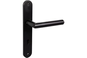 Gedotec Set di maniglie a leva nero opaco [BB - Buntbart] 1x ferramenta per porte a piastra lunga I maniglie per porte interne L-FORM I maniglia per porte di spessore 35-47 mm | ferramenta per por