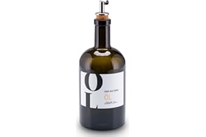 Lifestyle Lover Öl Apothekerflasche Glas antikgrün Olivenöl mit Ausgießer aus Edelstahl für Öl & Essig (ÖL 500ml)