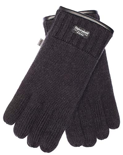 Guantes de punto para hombre Eem Fynn con forro térmico ThinsulateTM, 100 % lana, guantes de invierno negro S - 8,5
