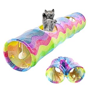 Brillie Túnel de Gato para Mascotas, Juguete Plegable para Jugar en Interiores y Exteriores, Juguete para Cachorro para Hacer Ejercicios de Rompecabezas, escondite y Correr