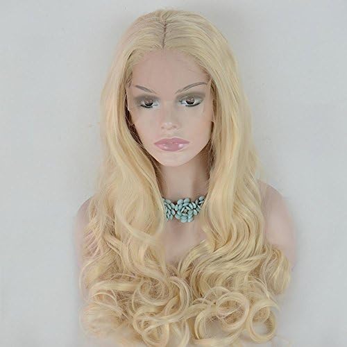 Wig 26inch Long Big Wavy Layered blonde Heat Safe Synthetic Hair Lace Front Wigs Decent Parting Space Transparent Lace For White Or Pale Scalp