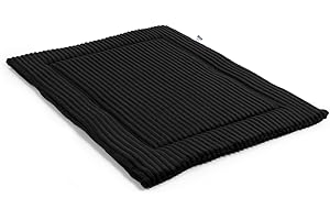 Wallace & Jones | Hundekissen mittelgroße Hunde waschbar, ca. 90 x 70 cm, Hunde Liegematte Cardi, Liegedecke L, Hundematte samtartiges Breitcordstoff, Farbe schwarz