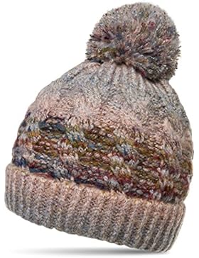 CASPAR MU170 Gefütterte Damen Vintage Winter Mütze Bommelmütze multicolor