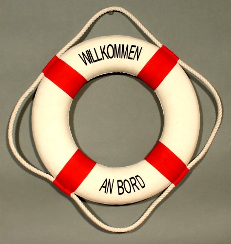 Deko Rettungsring rot/weiß Willkommen an Bord 35cm