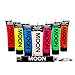 Moon Glow - Glow in the Dark Face & Body Paint - 12ml Set of 7 - Phosphorescent - Charge to Glow - UV Keyring included