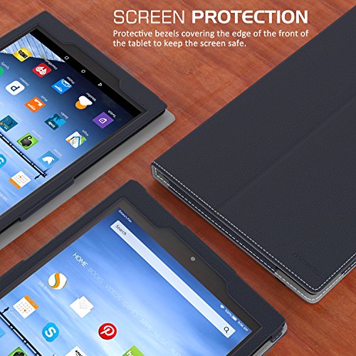 MoKo Fire HD 10 2015 Hülle – Kunstleder Ständer Schutzhülle Smart Cover mit Auto Schlaf / Wach Funktion und Stift-Schleife für Amazon Fire HD 10.1 Zoll (5. Generation – 2015 Modell), Marineblau - 6
