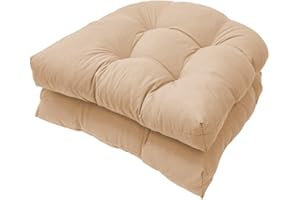 FYHTC 2-Pack Khaki U-Shaped Cushion Sofa Rattan Chair Cushion Wicker Seat Cushion, 48*48cm, PP Cotton Fill, Waterproof, Modern Style, Indoor/Outdoor Use