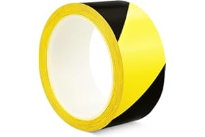 ALBOYI Black & Yellow Hazard Warning Tape - 1 Roll, 48mmX20m Self-Adhesive Safety Caution Tape for Floor Marking & Barrier