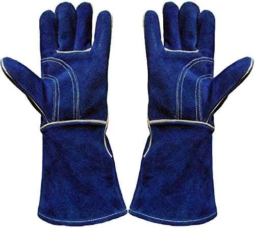 SomerFire Blue Heat Resistant Fireplace Stove Woodburner Gauntlet Fireside Gloves