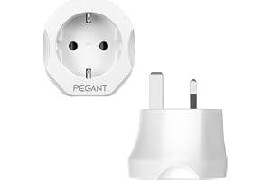 PEGANT EU to UK Plug Travel Adapter, European Schuko to 3-pin Power Outlet Converter, Accepts Germany Spain France Greece Poland Turkey and more