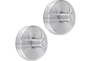 Dntorx Suction Cup Hooks, 2 Pack Silver Stainless Steel Suction Hook for Shower Bathroom Towel Hook Holders Shower Hooks Hanging Towels, Loofah, Robe, Coat,