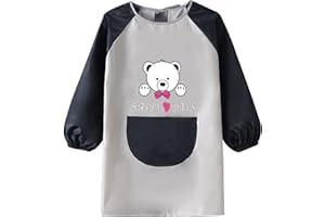 Misazy Grembiule Pittura Bambini 8-12 Anni - Impermeabile e antivegetativa Grembiule per Pittura Bambini - Ideale per Cucina, Pittura e Artigianato - Bianco e Nero